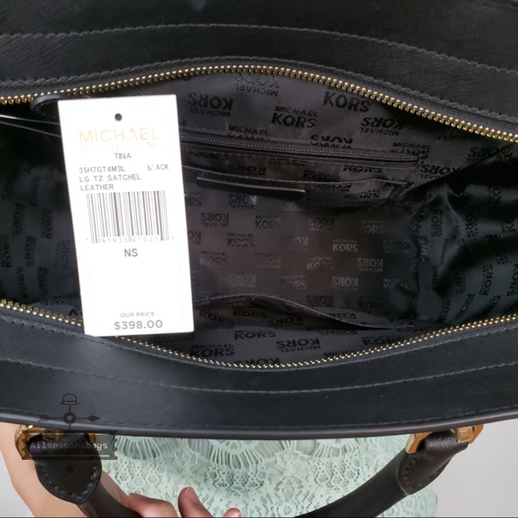 NWT Michael Kors Large Tina black satchel bag - Picture 5 of 8